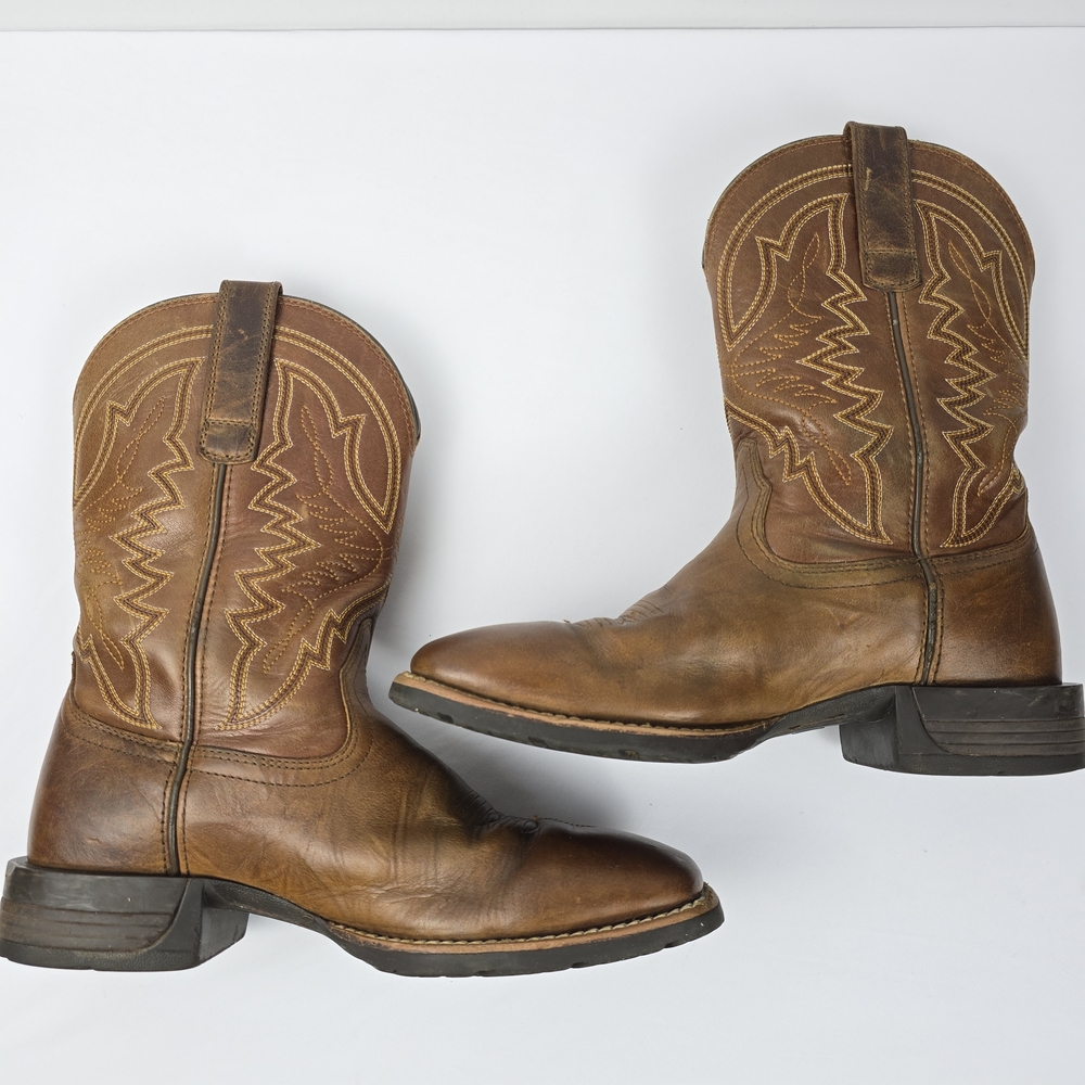 Ariat Men's 7D Hybrid Ranchwork Western Boot- Brown Square Toe Style No.10042394 - Picture 5 of 13